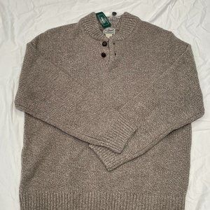 LL Bean Ragg Wool Henley Sweater Men's L 100% Lambswool